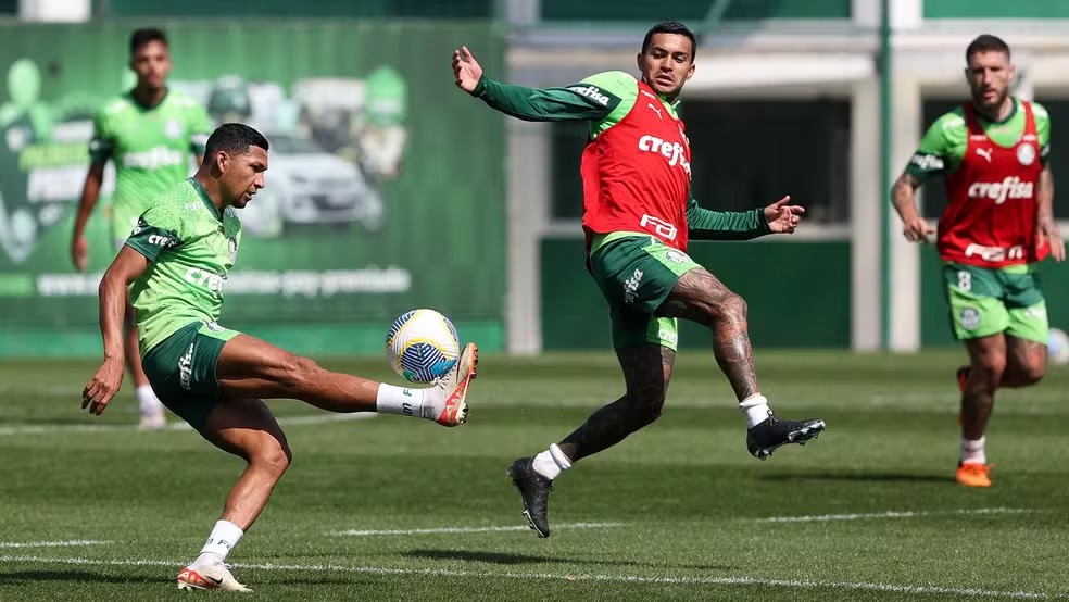 Dudu e Rony disputam a bola (Foto: Divulgação Palmeiras)