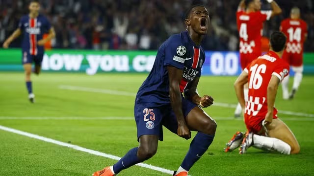 Nuno Mendes marca em vitória apertada do PSG contra o Girona na Champions League