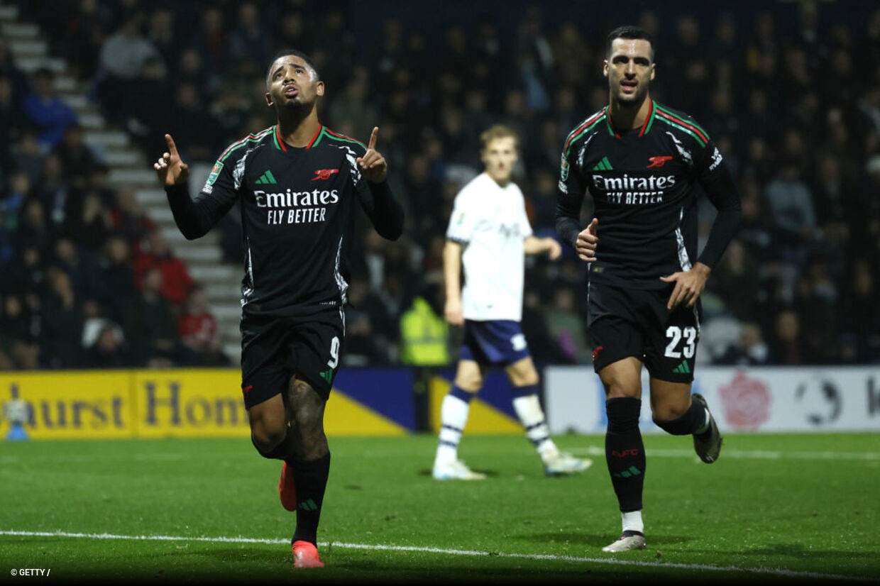 Gabriel Jesus marca, e Arsenal avança na Copa da Liga Inglesa