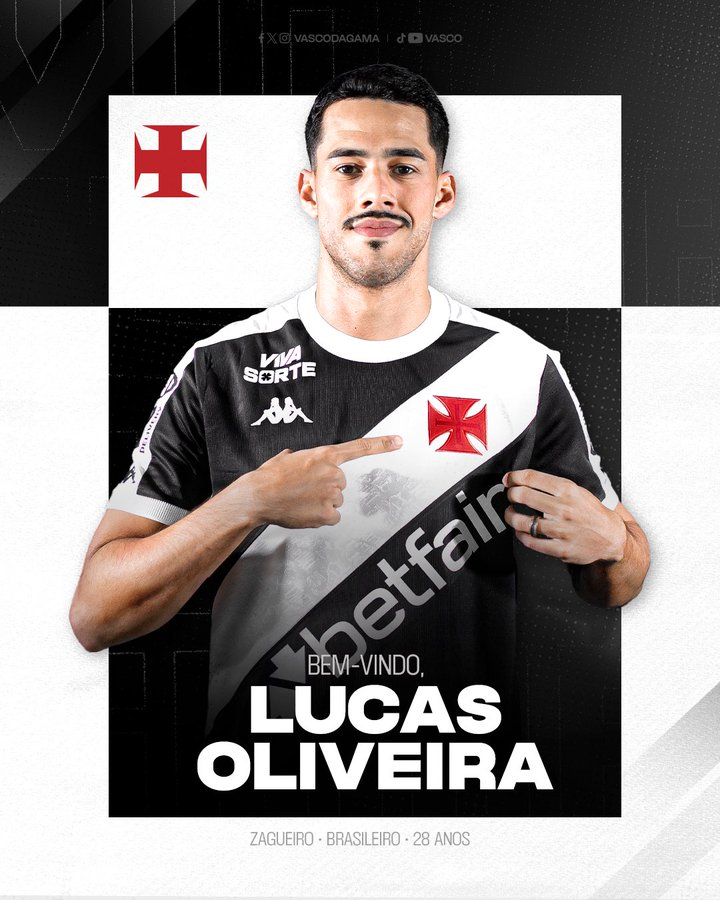 Vasco anuncia a contratação do zagueiro Lucas Oliveira, ex-Cruzeiro