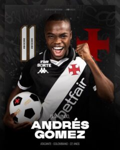 Vasco oficializa a chegada de Andrés Gómez