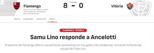 Imprensa internacional destaca goleada do Flamengo