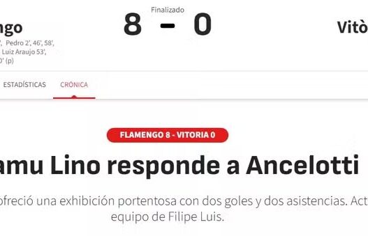 Imprensa internacional destaca goleada do Flamengo