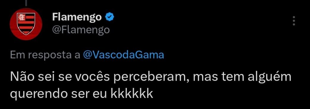 Flamengo provoca Vasco nas redes sociais com brincadeira sobre legenda de post