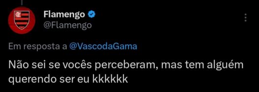 Flamengo provoca Vasco nas redes sociais com brincadeira sobre legenda de post