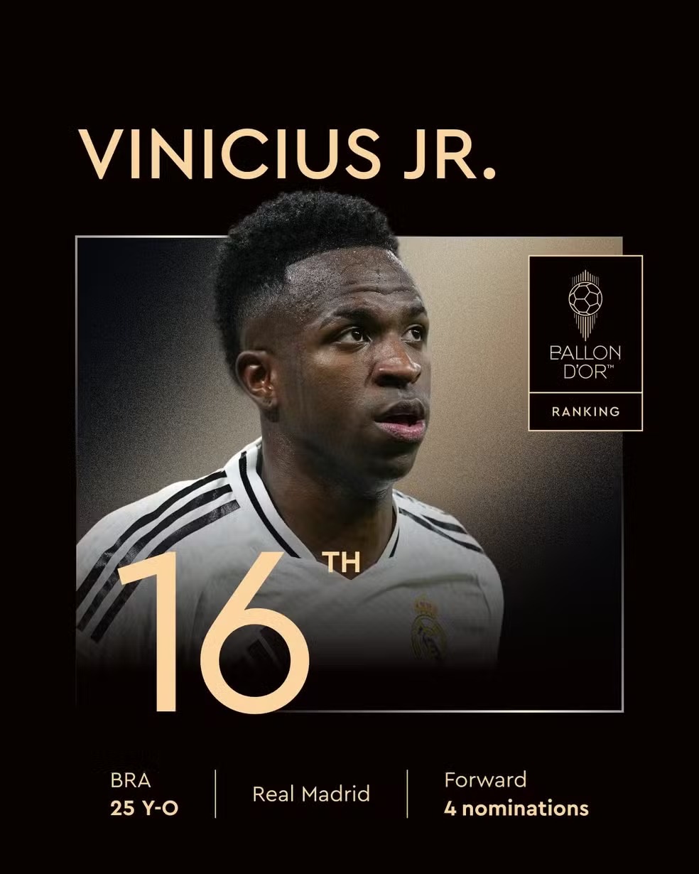 Clube da Espanha ironiza Vini Jr. após Bola de Ouro