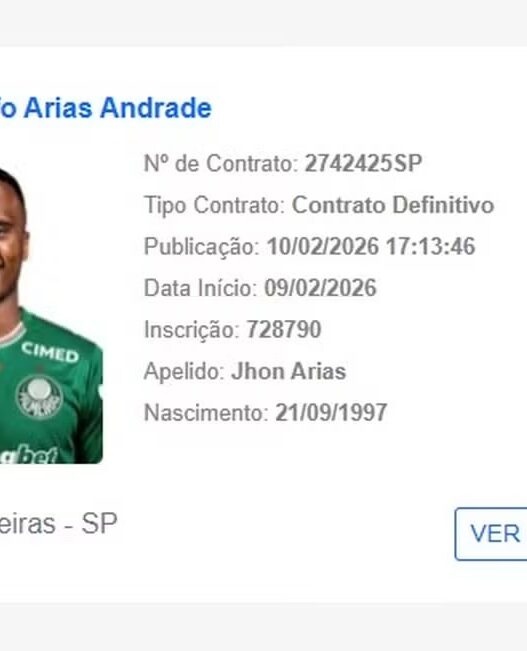 Arias é regularizado e pode fazer estreia no Palmeiras