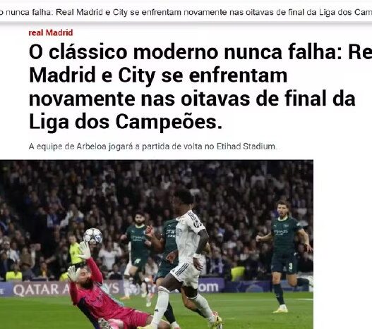 Real Madrid x City na Champions mais uma vez é enaltecido na imprensa: "Clássico moderno"