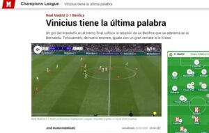 Vini Jr é aplaudido pela imprensa após decidir contra o Benfica:  "Estrela indiscutível do confronto"