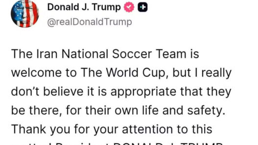 Trump, presidente dos Estados Unidos, aconselha o Irã a não ir ao Mundial por questões de segurança