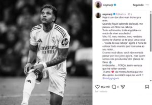 Neymar e Vini mandam mensagens de apoio para Rodrygo após contusão que o deixará fora da Copa