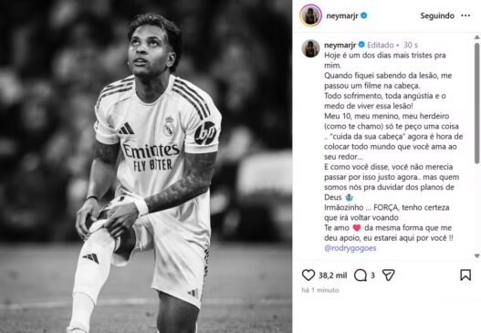 Neymar e Vini mandam mensagens de apoio para Rodrygo após contusão que o deixará fora da Copa