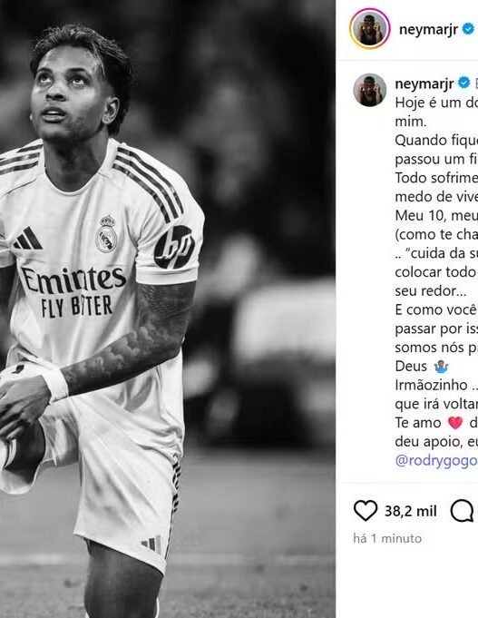 Neymar e Vini mandam mensagens de apoio para Rodrygo após contusão que o deixará fora da Copa