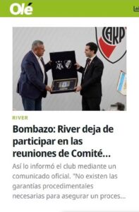 River faz retirada de comitê e rompe com federação após mudança em regra de classificação à Libertadores e Sul-Americana