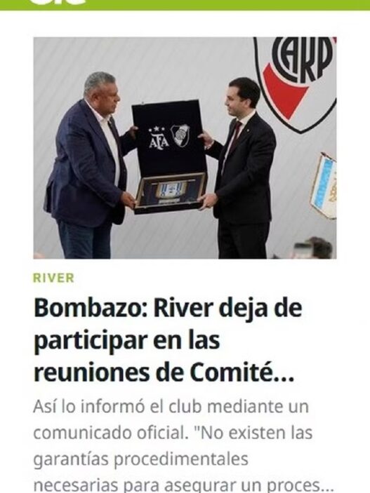 River faz retirada de comitê e rompe com federação após mudança em regra de classificação à Libertadores e Sul-Americana