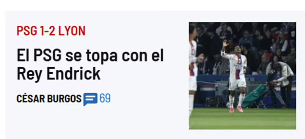 Endrick é chamado de Rei após brilhar contra o PSG, na França