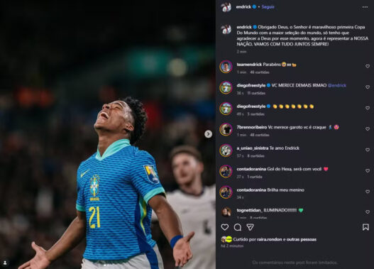 Rayan, Endrick e demais jogadores vibram com convocação nas redes sociais