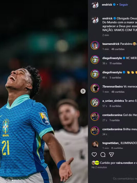 Rayan, Endrick e demais jogadores vibram com convocação nas redes sociais