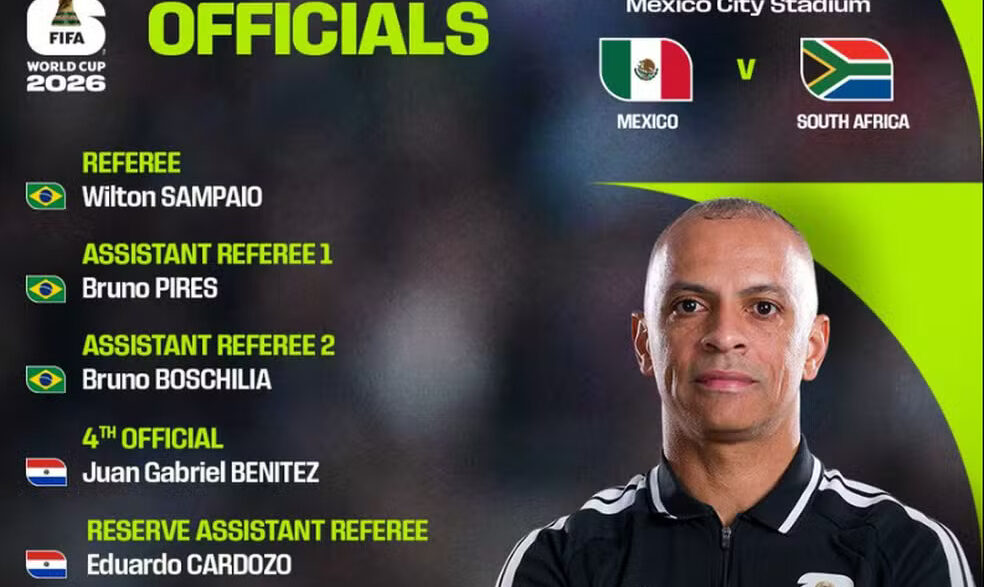 Wilton Pereira Sampaio vai apitar o jogo de abertura da Copa