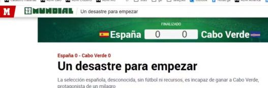 Espanha é chamado de desastre pela imprensa internacional após empate com Cabo Verde