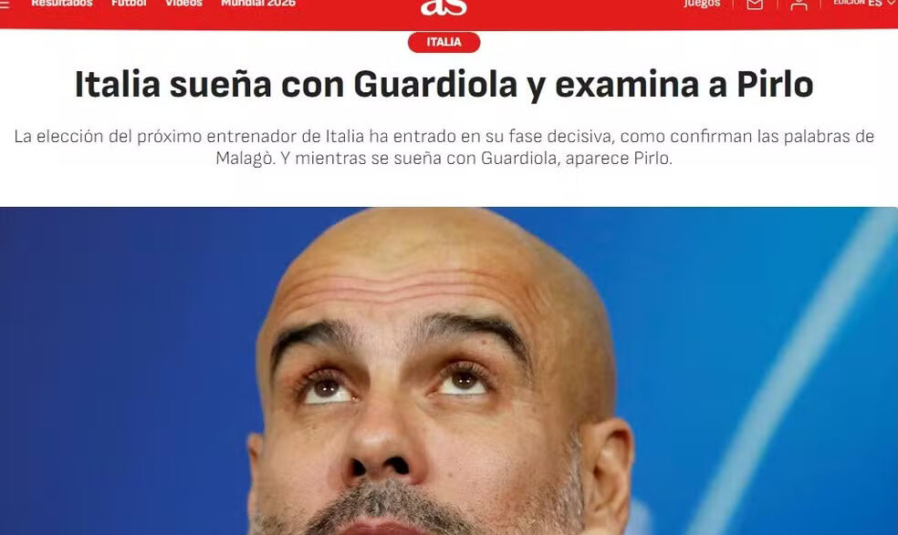 Itália sonha com a contratação de Guardiola para a Copa de 2030