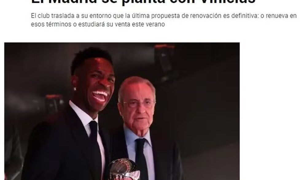 Real Madrid bota Vini Jr na parede e faz ultimato