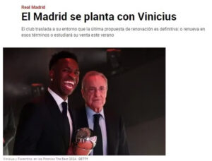 Real Madrid bota Vini Jr na parede e faz ultimato