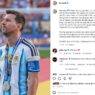 Messi lamenta derrota da Argentina e agradece apoio dos torcedores